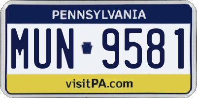 PA license plate MUN9581