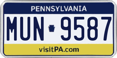 PA license plate MUN9587