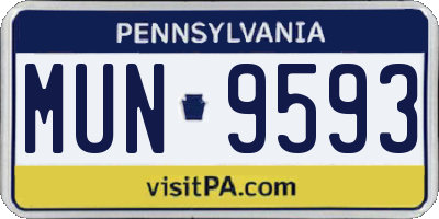 PA license plate MUN9593
