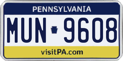 PA license plate MUN9608