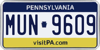 PA license plate MUN9609