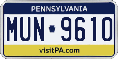 PA license plate MUN9610