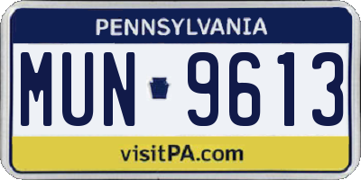 PA license plate MUN9613