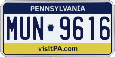 PA license plate MUN9616