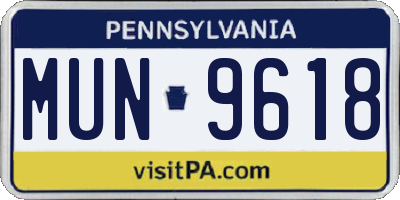 PA license plate MUN9618