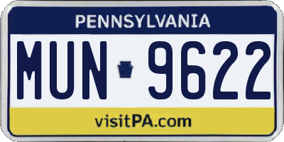 PA license plate MUN9622