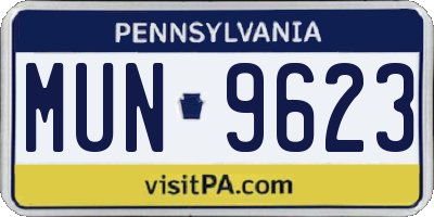 PA license plate MUN9623