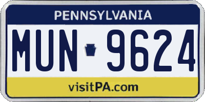 PA license plate MUN9624