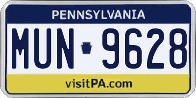 PA license plate MUN9628