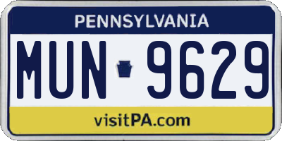 PA license plate MUN9629