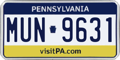 PA license plate MUN9631
