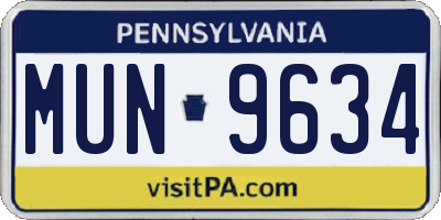 PA license plate MUN9634
