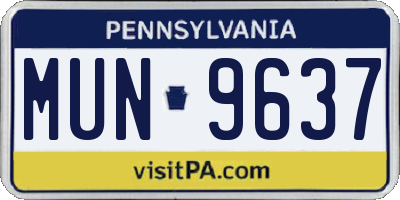 PA license plate MUN9637