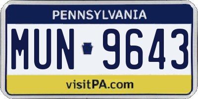 PA license plate MUN9643