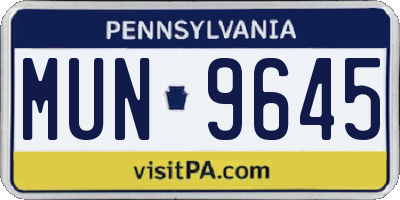 PA license plate MUN9645