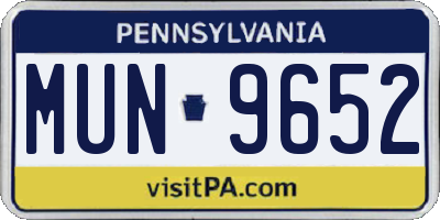 PA license plate MUN9652