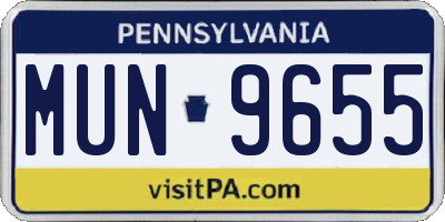 PA license plate MUN9655
