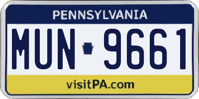 PA license plate MUN9661