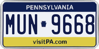 PA license plate MUN9668