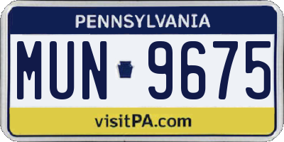 PA license plate MUN9675