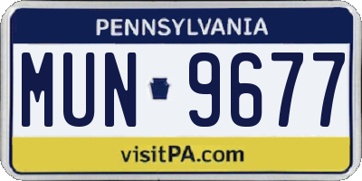 PA license plate MUN9677