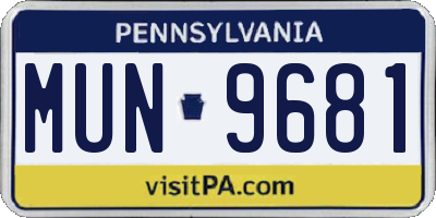 PA license plate MUN9681