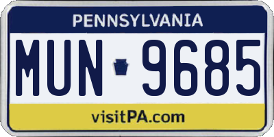 PA license plate MUN9685