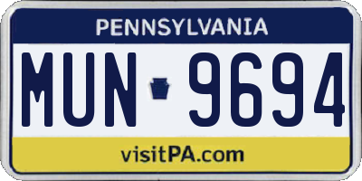 PA license plate MUN9694