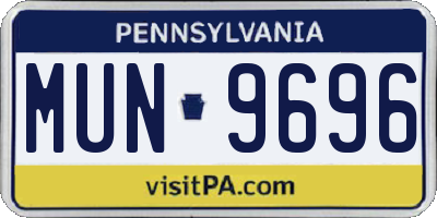 PA license plate MUN9696