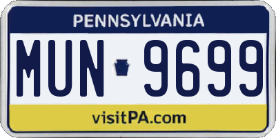PA license plate MUN9699