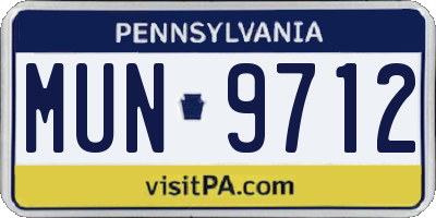 PA license plate MUN9712