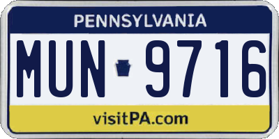 PA license plate MUN9716