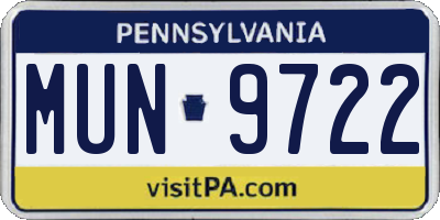 PA license plate MUN9722