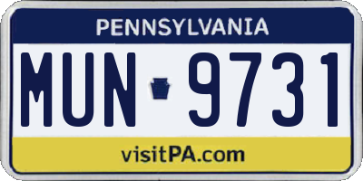 PA license plate MUN9731