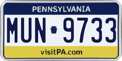 PA license plate MUN9733