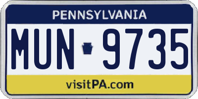 PA license plate MUN9735