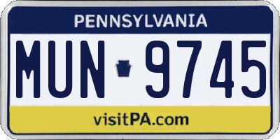PA license plate MUN9745