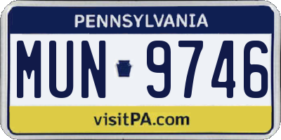PA license plate MUN9746