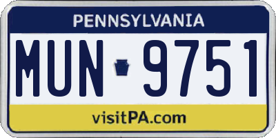PA license plate MUN9751