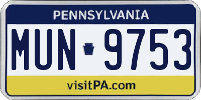 PA license plate MUN9753