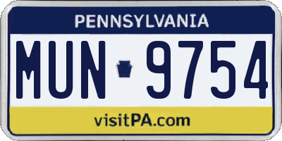 PA license plate MUN9754