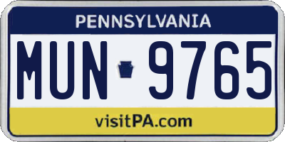PA license plate MUN9765