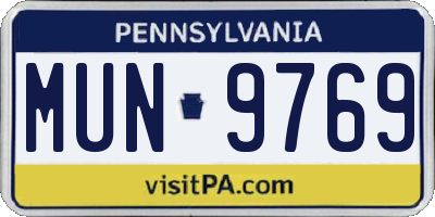 PA license plate MUN9769