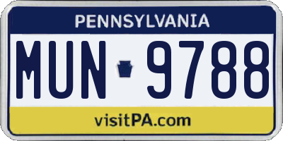 PA license plate MUN9788