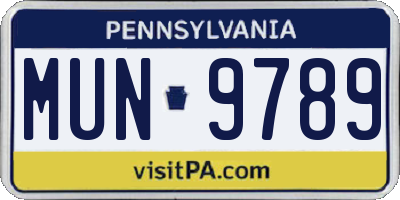 PA license plate MUN9789