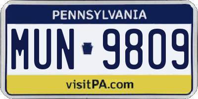 PA license plate MUN9809