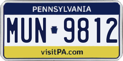 PA license plate MUN9812