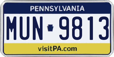 PA license plate MUN9813