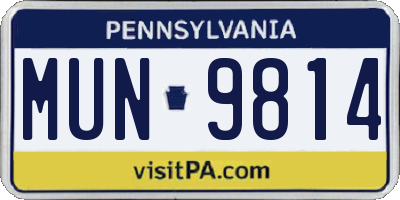 PA license plate MUN9814