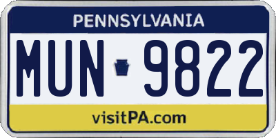 PA license plate MUN9822